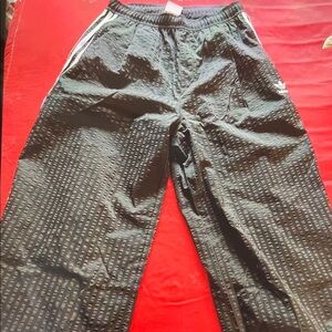 adidas Black Track Pants with White Stripe Accents